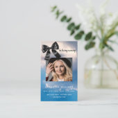 ブルースカイブラックボウ写真葬式祈りの言葉カード 名刺 (スタンド正面)