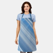 ブルースカイブルーとホワイトストライプ エプロン (着用した状態)