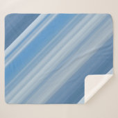 ブルースカイブルーとホワイトストライプ シェルパブランケット (正面(横))