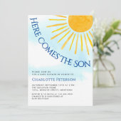 ブルースカイベイビーシャワー招待状 Here Comes The Son 招待状 (スタンド正面)