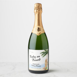 ブルースカイベビーオンボードビーチサーフベビーシャワー スパークリングワインラベル