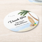 ブルースカイベビーオンボードビーチサーフベビーシャワー ラウンドペーパーコースター (アングル)