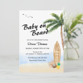 ブルースカイベビーオンボードビーチサーフベビーシャワー 招待状 (スタンド正面)