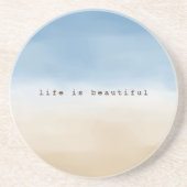 ブルースカイベージュサンドグラデーションウォーターパーソナライズされたカラー コースター (正面)