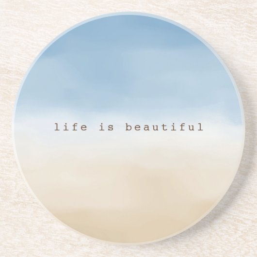 ブルースカイベージュサンドグラデーションウォーターパーソナライズされたカラー コースター (正面)