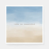 ブルースカイベージュサンドグラデーションウォーターパーソナライズされたカラー スタンダードランチョンナプキン (正面)