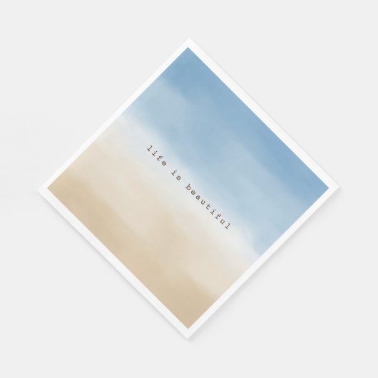 ブルースカイベージュサンドグラデーションウォーターパーソナライズされたカラー スタンダードランチョンナプキン (角)