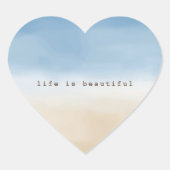 ブルースカイベージュサンドグラデーションウォーターパーソナライズされたカラー ハートシール (正面)