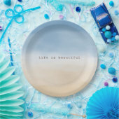 ブルースカイベージュサンドグラデーションウォーターパーソナライズされたカラー ペーパープレート (パーティー)