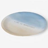 ブルースカイベージュサンドグラデーションウォーターパーソナライズされたカラー ペーパープレート (アングル)
