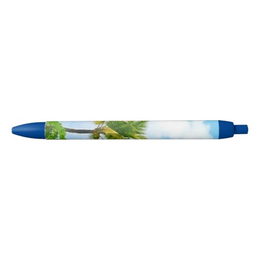 ブルースカイホワイトクラウドグリーンパームズトレンディー自然 青ボールペン (正面)