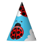 ブルースカイホワイトクラウドレッドラディバグビートル昆虫 パーティーハット (左)