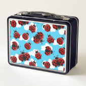 ブルースカイホワイトクラウドレッドラディバグビートル昆虫 メタルランチボックス (裏面)