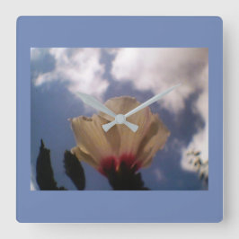 ブルースカイホワイトローズ スクエア壁時計