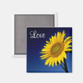 ブルースカイマグネット付き黄色のひまわり愛 マグネット (正面/裏面)