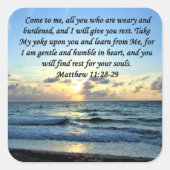 ブルースカイマシュー11:28日の出の写真デザイン スクエアシール (正面)