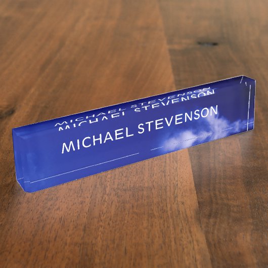 ブルースカイユニークシックモダンミニマル デスクネームプレート (側面)