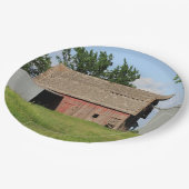 ブルースカイ付きカンザスレッドバーン ペーパープレート (アングル)