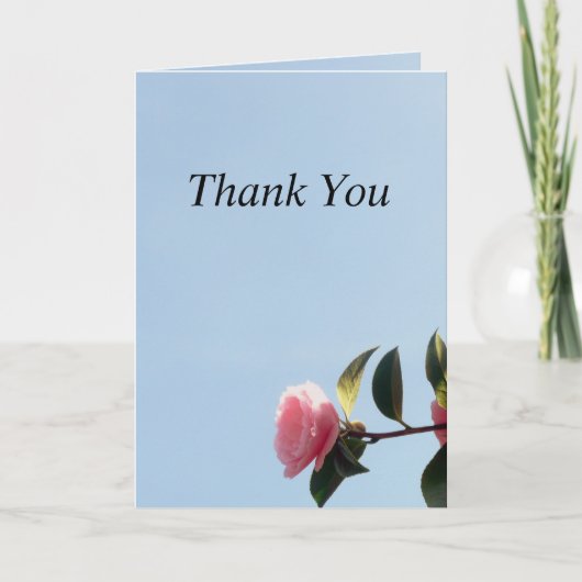 ブルースカイ付きピンクローズサンキューカード サンキューカード (正面)