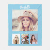 ブルースカイ写真コラージュの女の子の友達 フリースブランケット (正面)