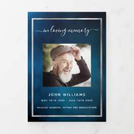 ブルースカイ写真三回葬儀プログラム 三つ折り案内状