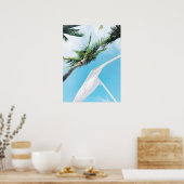 ブルースカイ写真下の熱帯性ヤシの木 ポスター (キッチン)