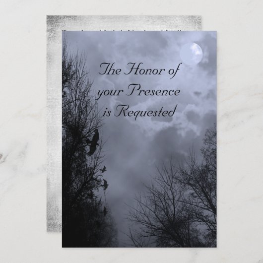 ブルースカイ幽霊のよく出るウィズラヴェンス結婚式招待状 招待状 (正面/裏面)