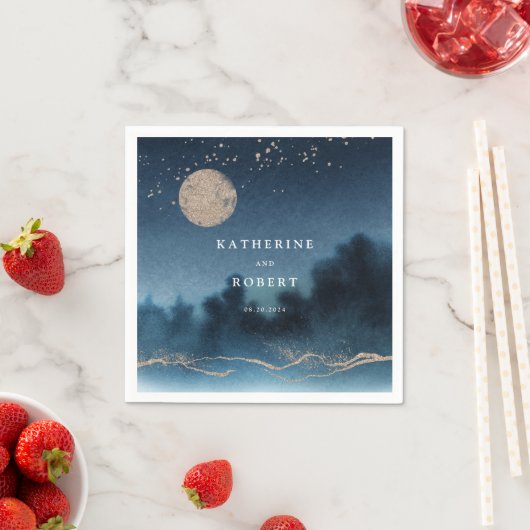 ブルースカイ水彩風景結婚ズモノグラム スタンダードカクテルナプキン (インサイチュ)