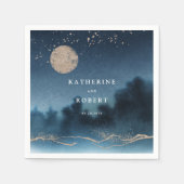 ブルースカイ水彩風景結婚ズモノグラム スタンダードカクテルナプキン (正面)