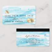 ブルースカイ海ウォーターカラークレジットカード夏ビーチ 名刺 (正面/裏面)