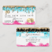 ブルースカイ海水カラークレジットカード金ゴールドドリップ 名刺 (正面/裏面)