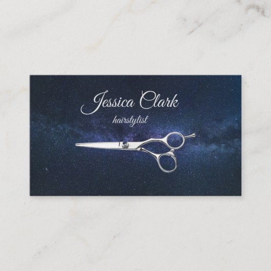 ブルースカイ王室のプシのヘアスタイリスト銀鋏 名刺 (正面)