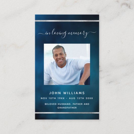 ブルースカイ白カスタム色写真葬式祈りの言葉 名刺 (正面)