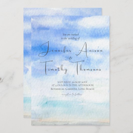 ブルースカイ結婚式招待状 招待状 (正面/裏面)