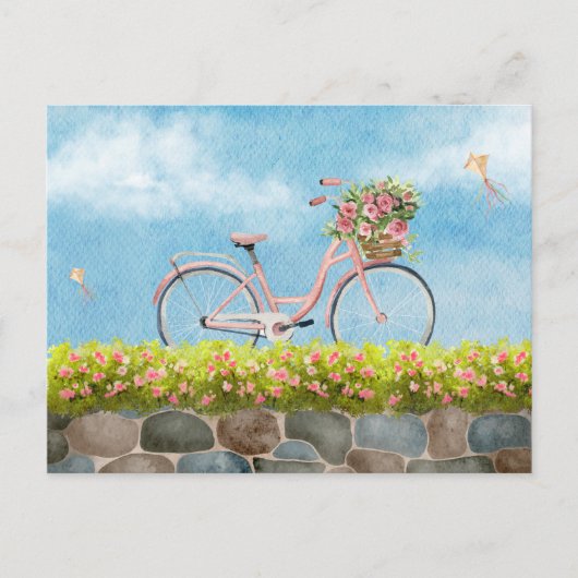 ブルースカイ自転車の風景の美しい水色 ポストカード (正面)