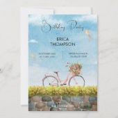 ブルースカイ自転車ランドスケープ誕生日招待状 招待状 (正面)