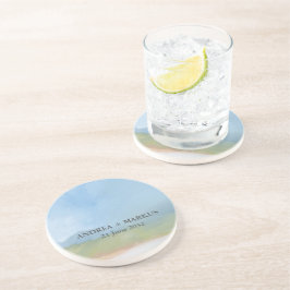 ブルースカイ色彩の鮮やか横向結婚き コースター