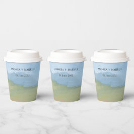 ブルースカイ色彩の鮮やか横向結婚き 紙コップ