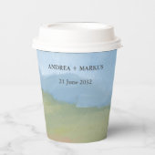 ブルースカイ色彩の鮮やか横向結婚き 紙コップ (正面)