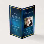 ブルースカイ金ゴールドエレガント写真葬儀プログラム (外部)