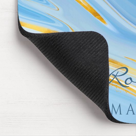 ブルースカイ金ゴールドグリッター大理石カスタマイズ マウスパッド (コーナー)