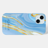 ブルースカイ金ゴールドグリッター大理石カスタマイズ Case-Mate iPhoneケース (裏面 (横))