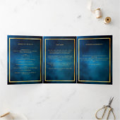 ブルースカイ金ゴールド写真三回葬儀プログラム 三つ折り案内状 (内部)