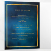 ブルースカイ金ゴールド写真三回葬儀プログラム 三つ折り案内状 (内部最初)