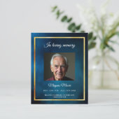ブルースカイ金ゴールド写真葬儀プログラムカード (スタンド正面)