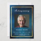 ブルースカイ金ゴールド写真葬儀プログラムカード 招待状 (正面)