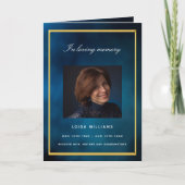 ブルースカイ金ゴールド写真葬儀プログラム カード (正面)