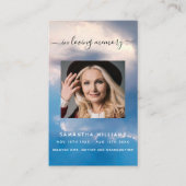 ブルースカイ金ゴールド写真葬儀祈りの言葉カード 名刺 (正面)