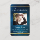 ブルースカイ金ゴールド写真葬儀祈りの言葉カード 名刺 (正面)