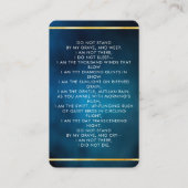 ブルースカイ金ゴールド写真葬儀祈りの言葉カード 名刺 (裏面)